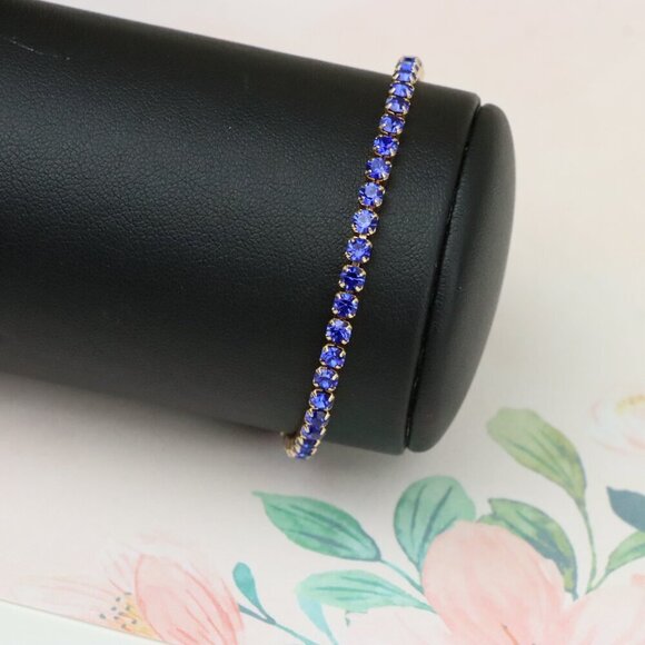 "Elegant Rose Gold Tennis Bracelet with Blue Stones, XPBL0832 - Picture 9 of 12